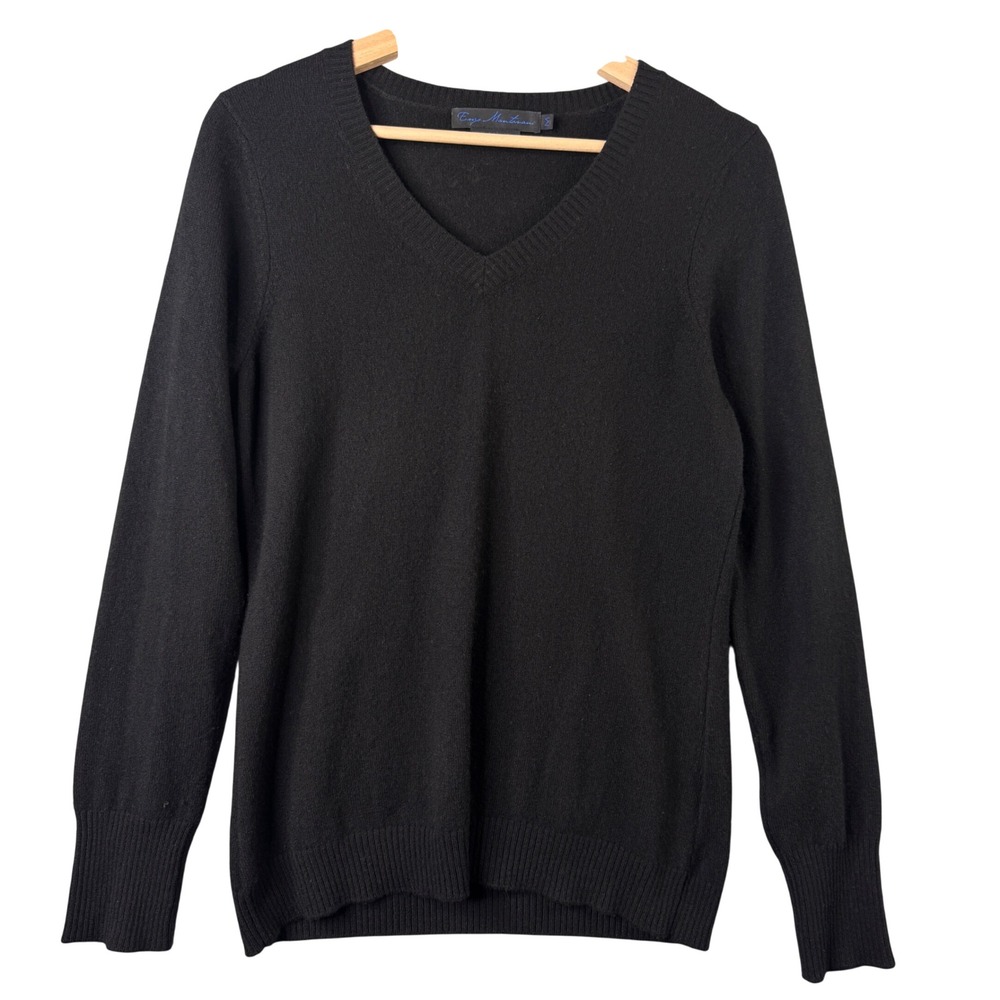 Enzo Mantovani Womens Black 100% Cashmere Crewneck Sweater Size Medium knit